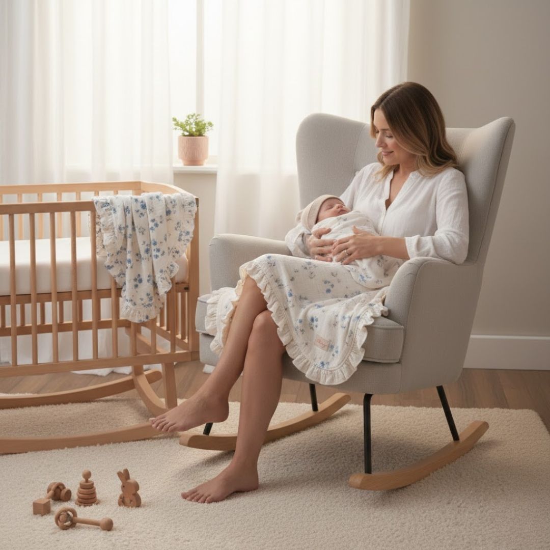 Blueberries Muslin Blanket with Frills 073